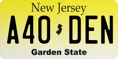 NJ license plate A40DEN