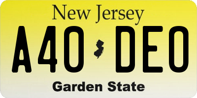 NJ license plate A40DEO