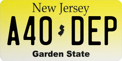 NJ license plate A40DEP