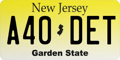 NJ license plate A40DET