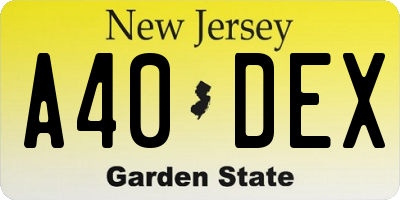 NJ license plate A40DEX