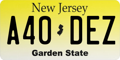 NJ license plate A40DEZ