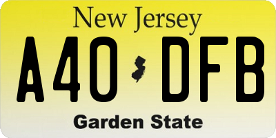 NJ license plate A40DFB