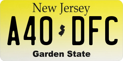 NJ license plate A40DFC
