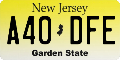 NJ license plate A40DFE