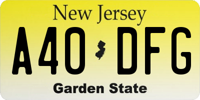 NJ license plate A40DFG
