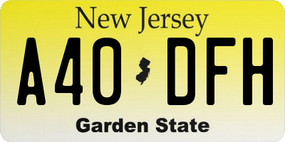 NJ license plate A40DFH