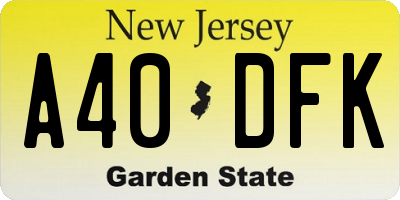 NJ license plate A40DFK