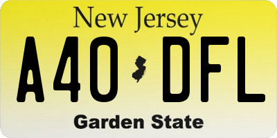 NJ license plate A40DFL