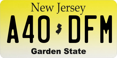 NJ license plate A40DFM