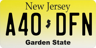 NJ license plate A40DFN