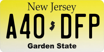 NJ license plate A40DFP