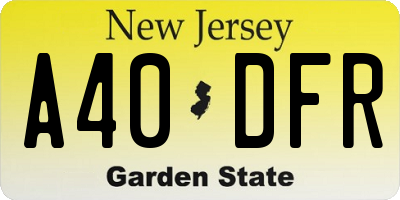 NJ license plate A40DFR