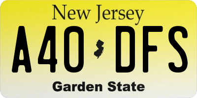 NJ license plate A40DFS