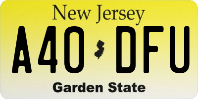 NJ license plate A40DFU