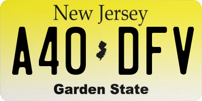 NJ license plate A40DFV