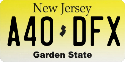 NJ license plate A40DFX
