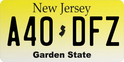 NJ license plate A40DFZ
