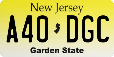 NJ license plate A40DGC
