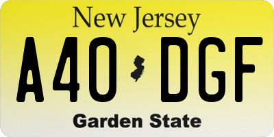 NJ license plate A40DGF