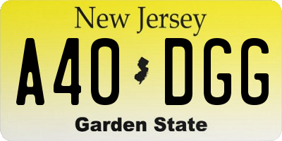 NJ license plate A40DGG
