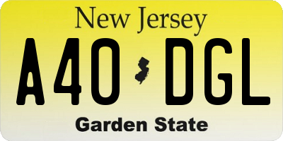 NJ license plate A40DGL