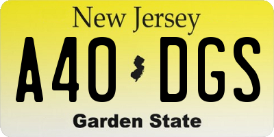 NJ license plate A40DGS