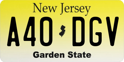 NJ license plate A40DGV