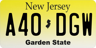 NJ license plate A40DGW