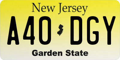 NJ license plate A40DGY