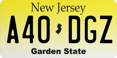 NJ license plate A40DGZ