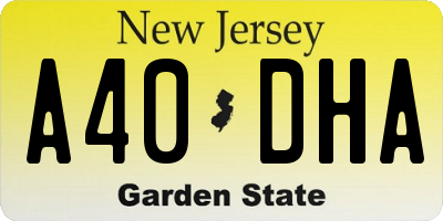 NJ license plate A40DHA