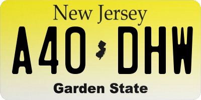 NJ license plate A40DHW