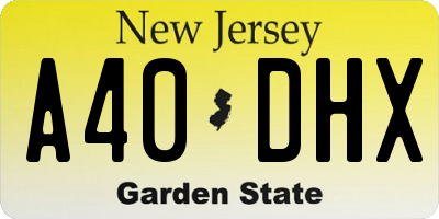 NJ license plate A40DHX