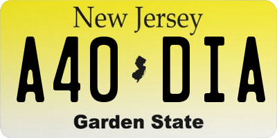 NJ license plate A40DIA