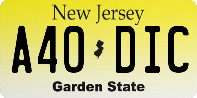 NJ license plate A40DIC