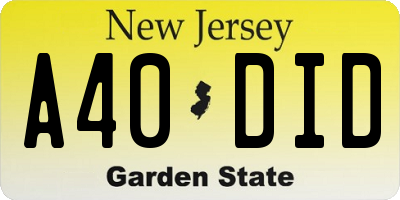 NJ license plate A40DID