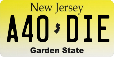 NJ license plate A40DIE