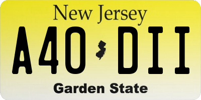 NJ license plate A40DII