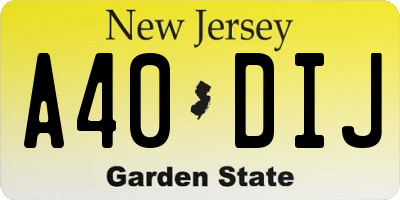 NJ license plate A40DIJ