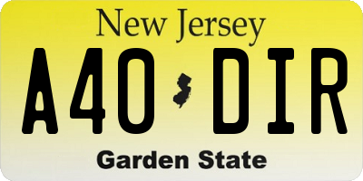 NJ license plate A40DIR