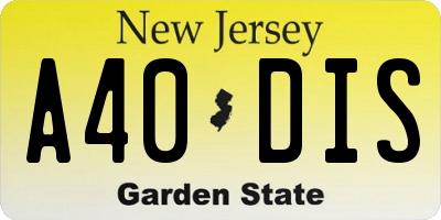 NJ license plate A40DIS