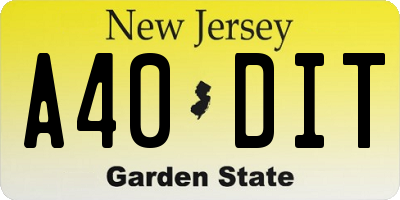 NJ license plate A40DIT