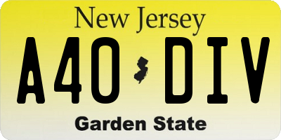 NJ license plate A40DIV
