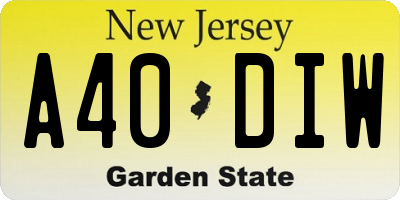 NJ license plate A40DIW