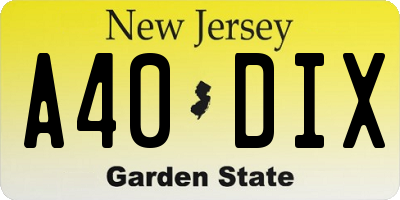 NJ license plate A40DIX