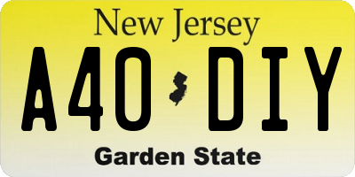 NJ license plate A40DIY