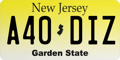 NJ license plate A40DIZ