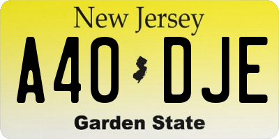 NJ license plate A40DJE