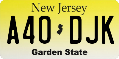 NJ license plate A40DJK